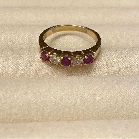 NWOT 14K Gold Plated Purple and Clear Crystal Stones - Picture 8 of 17